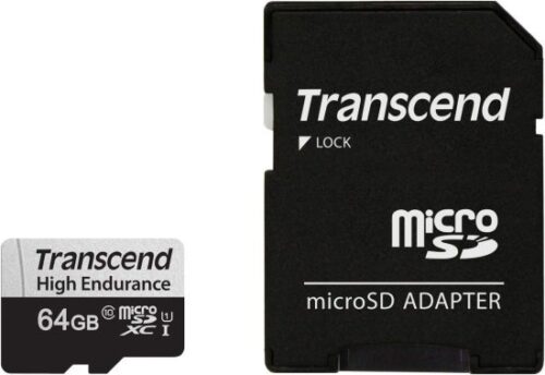 312080_b_1.jpg כרטיס זכרון Transcend USD350V Micro SDXC UHS-I U1 C-10 TS64GUSD350V - נפח 64GB - כולל מתאם ל-SD