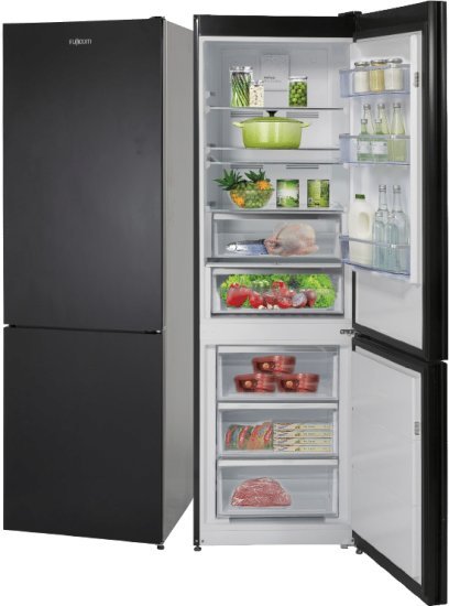 מקרר 2 דלתות מקפיא תחתון 311 ליטר Fujicom No-Frost FJ-NF493GBE  - זכוכית שחורה