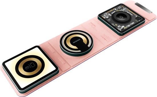 312935_b_1.jpg משטח טעינה אלחוטי מגנטי מתקפל 4 ב-1 עם תאורת סביבה Microdia SNAP Pad Visi TRIO 23W - צבע סגול / ורוד