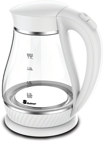 קומקום זכוכית חשמלי 1.7 ליטר Selmor SE-923 2000W - לבן