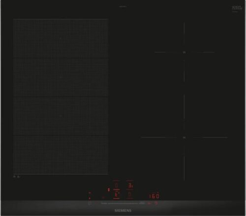 כיריים אינדוקציה 4 אזורי בישול + איזור גמיש 60 ס''מ Siemens iQ700 EX675HEC1E TouchSlider - תלת פאזי - צבע שחור - שנה אחריות יבואן רשמי BSH