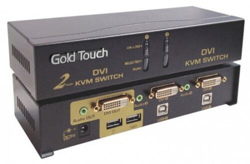 32113_b_1.jpg מתג KVM בעל 2 יציאות DVI עם חיבורי USB וסאונד Gold Touch KVM-DVI-2