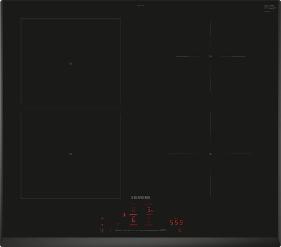 כיריים אינדוקציה 4 אזורי בישול + איזור גמיש 60 ס''מ Siemens ED651HSB1E iQ500 6900W - תלת פאזי - צבע שחור - שנה אחריות יבואן רשמי BSH