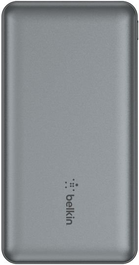 סוללת גיבוי ניידת Belkin Boost Charge Power Bank 10,000mAh עם חיבור USB-C וחיבור USB-A כפול - אפור