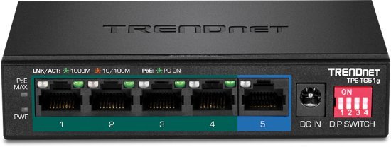 מתג לא מנוהל TRENDnet TPE-TG51G 5-Port Gigabit PoE+ (60W) (Version v1.0R)