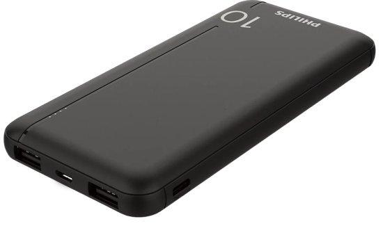 סוללת גיבוי עם טעינה מהירה Philips DLP1812PB 10000mAh - צבע שחור
