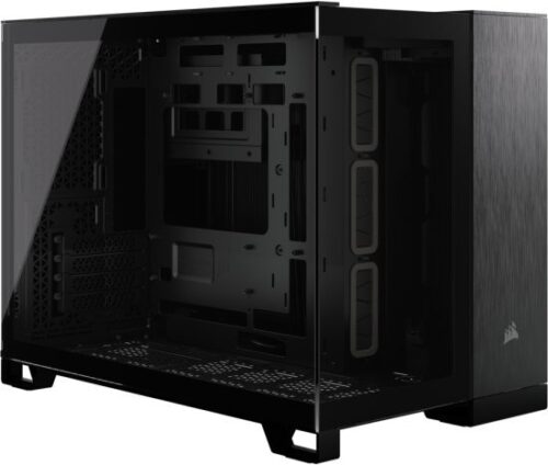 330373_b_1.jpg מארז ללא ספק Corsair 2500X Tempered Glass Micro ATX Dual Chamber - צבע שחור / שחור אלומיניום