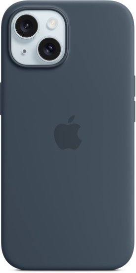 כיסוי סיליקון מקורי ל-Apple iPhone 15 עם חיבור MagSafe - צבע Storm Blue