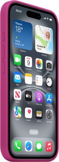 כיסוי סיליקון מקורי ל-Apple iPhone 16 עם חיבור MagSafe - צבע Fuchsia