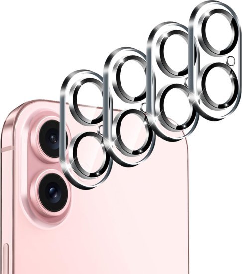 מגן מצלמה מזכוכית ל- iPhone 16 / iPhone 16 Plus - בצבע שחור ושקוף