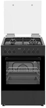 תנור משולב כיריים גז 60 ליטר 9 תוכניות 4 מבערים Fujicom FJ-FSC75BK - צבע שחור מט