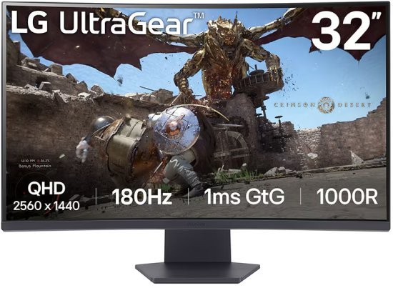 מסך מחשב גיימינג קעור ''LG UltraGear 32GS60QC-B QHD VA 180Hz 31.5