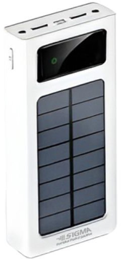 סוללת גיבוי סולארית בנפח SIGMA 10000mAh - צבע לבן