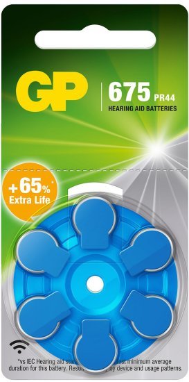 6 סוללות ZA675 למכשיר שמיעה מבית GP