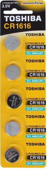 5 סוללות כפתור CR1616 Lithium לא נטענות Toshiba 3V