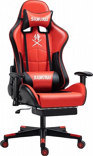 כיסא גיימינג דגם סמוראי כולל הדום רגליים מבית Multi Garden - צבע אדום