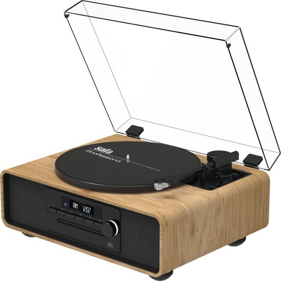 פטיפון משולב עם רמקולים מובנים, רדיו דיגיטלי וקולט SAFA MIC-300TT Bluetooth - מגיע עם שלט רחוק