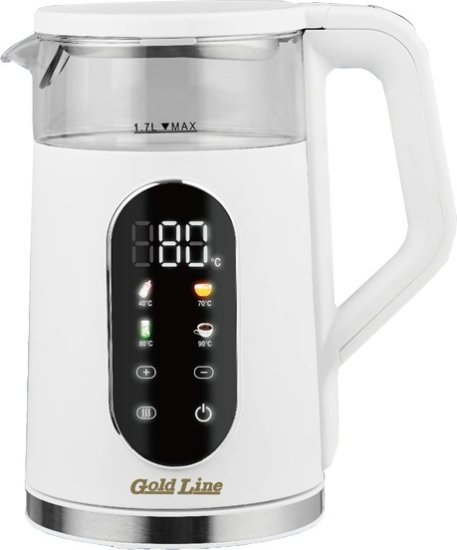 קומקום זכוכית נשלף דיגיטלי 1.7 ליטר דגם ATL-772W מבית Gold Line - צבע לבן