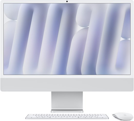 מחשב Apple iMac 24 Inch M4 Chip 10-Core CPU 10-Core GPU 512GB Storage 16GB RAM - דגם MWUV3HB / A - צבע כסוף - Standard Glass