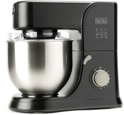 מיקסר מקצועי משולב  5.2 ליטר, 1000W בגימור יוקרתי בצבע שחור מט עם קערת נירוסטה, 6 מהירויות ופונקציית פולס דגם BXKM1001E מבית Black+Decker – שנתיים אחריות יבואן רשמי