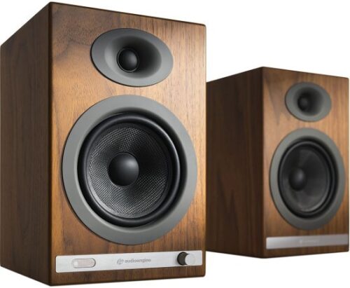 זוג רמקולים מוגברים אלחוטיים Audioengine HD5 - צבע אגוז