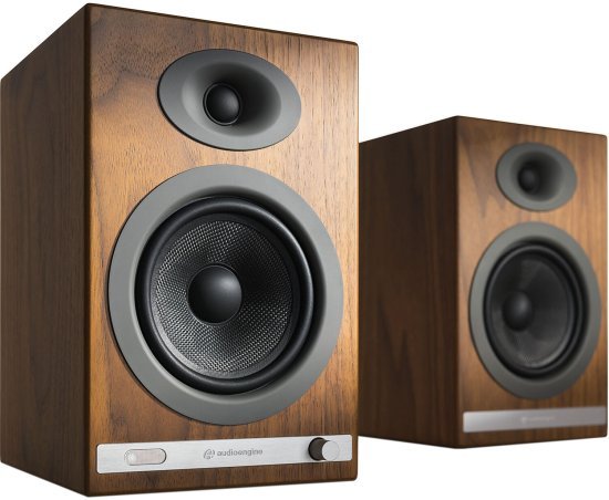 זוג רמקולים מוגברים אלחוטיים Audioengine HD5 - צבע אגוז