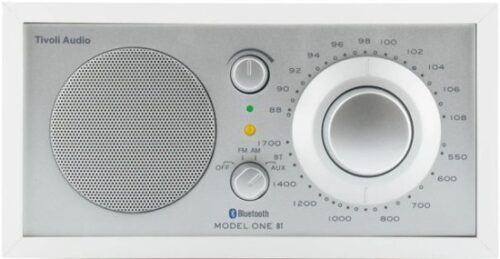רדיו AM / FM שולחני עם Tivoli Audio Model One Bluetooth - צבע לבן / כסוף