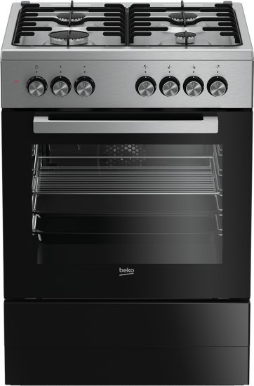 תנור משולב כיריים גז 72 ליטר 6 תוכניות 4 מבערים Beko FSE62120DXDSL - צבע נירוסטה