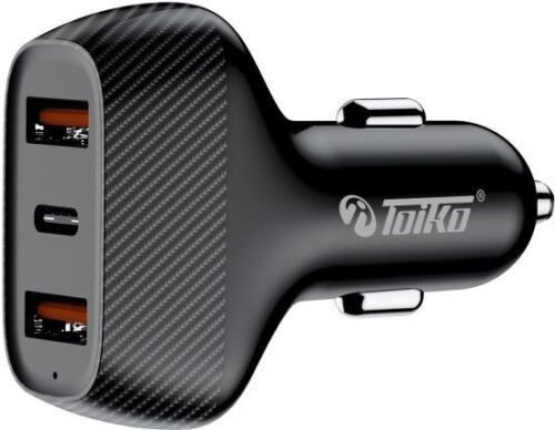 346232_b_1.jpg מטען מהיר לרכב Toiko Q8 2xUSB Quick Charge 3.0 And USB Type-C 50W