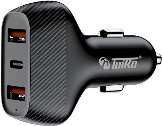346232_b_1.jpg מטען מהיר לרכב Toiko Q8 2xUSB Quick Charge 3.0 And USB Type-C 50W