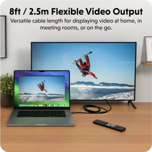 כבל מחיבור USB-C זכר לחיבור HDMI זכר Hyper 4K 60Hz - אורך 2.5 מטר - צבע שחור