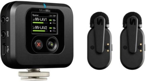 מערכת מיקרופונים אלחוטיים Lavalier עם שני ערוצים ומקלט מבית Shure - צבע שחור