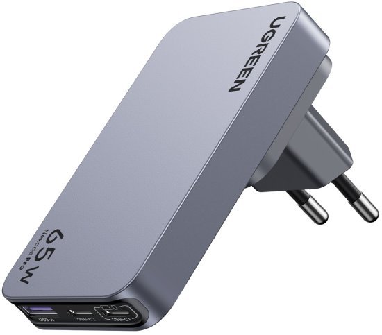 מטען קיר GaN בהספק 65W דגם Nexode Pro טעינה מהירה 3 יציאות בחיבור USB Type-C ו-USB Type-A מבית UGREEN