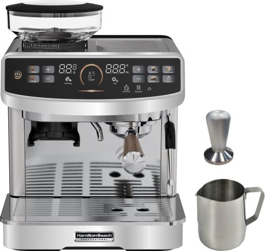 מכונת אספרסו בריסטה משולבת עם מטחנת קפה Hamilton Beach 46375-IS 2450W - נירוסטה