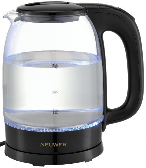 קומקום זכוכית 1.7 ליטר 2200W מבית Neuwer - צבע שחור