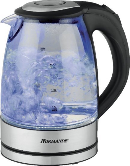 קומקום חשמלי זכוכית 1.7 ליטר Normande ND-8888X 2000W - כסוף / שחור