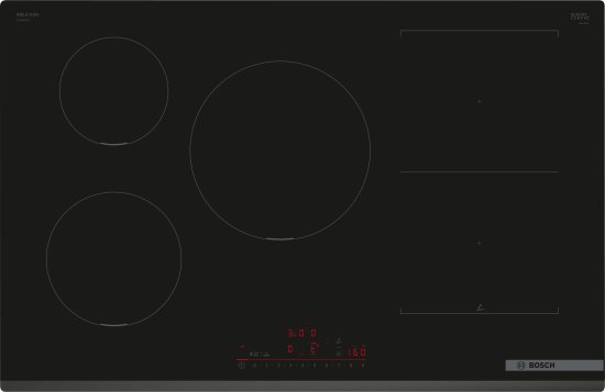 כיריים אינדוקציה 4 אזורי בישול 80 ס''מ Bosch Serie 6 PVW831HC1E CombiZone 7400W - תלת פאזי - צבע שחור - שנה אחריות יבואן רשמי BSH