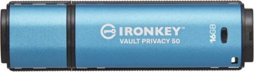 כונן זכרון נייד משולב הצפנה Kingston IronKey Vault Privacy 50 AES-256 Encrypted USB Type-A - נפח 16GB