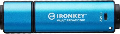 כונן זכרון נייד משולב הצפנה Kingston IronKey Vault Privacy 50C AES-256 Encrypted USB Type-C - נפח 32GB
