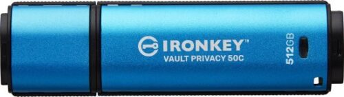 כונן זכרון נייד משולב הצפנה Kingston IronKey Vault Privacy 50C AES-256 Encrypted USB Type-C - נפח 512GB