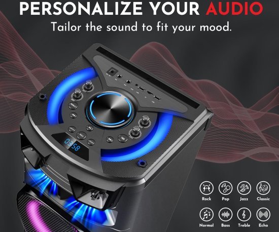 רמקול מסיבות Bluetooth נייד JVC Party Box XS-7222PB - צבע שחור