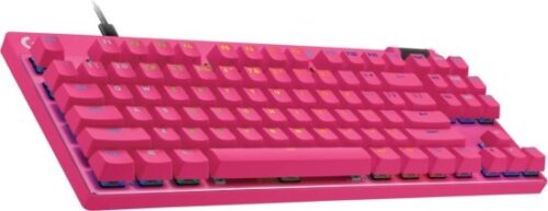 מקלדת גיימינג חוטית Logitech G Pro X TKL Rapid Tenkeyless - צבע ורוד מג'נטה