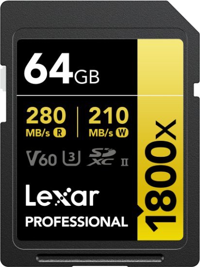 כרטיס זיכרון Lexar Professional SDXC 1800x UHS-II - נפח 64GB