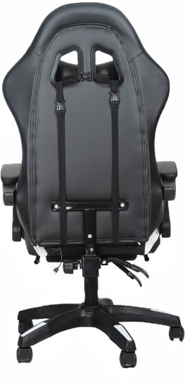 כיסא גיימינג כולל הדום לרגליים וכרית עיסוי חשמלית דגם 7001 מבית Tesla - צבע לבן