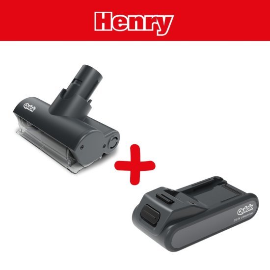 ערכת הטבה לשואב Henry - אביזר שאיבה ממונע לריפודים ושיערות חיות מחמד + סוללת גיבוי לשואבי Henry Quick