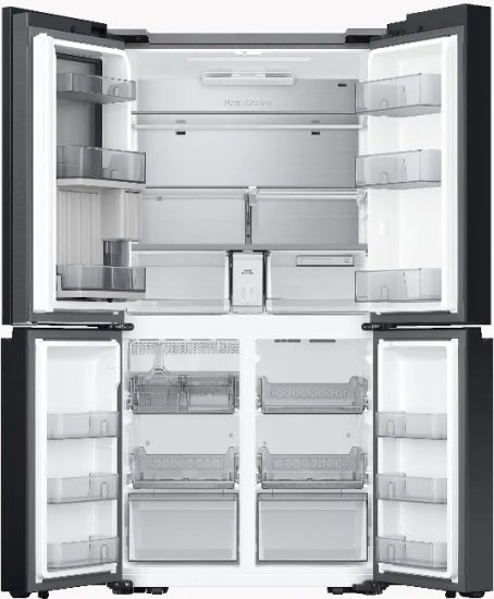 מקרר 4 דלתות מקפיא תחתון כולל קיוסק מלא 852 ליטר Samsung Bespoke RF88DB9623BK - זכוכית שחורה