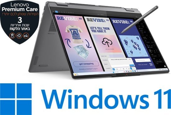 מחשב נייד עם מסך מגע Lenovo Yoga 7-16ILL10 2-in-1 83JT000YIV - צבע Luna Grey - עט Yoga כלול באריזה