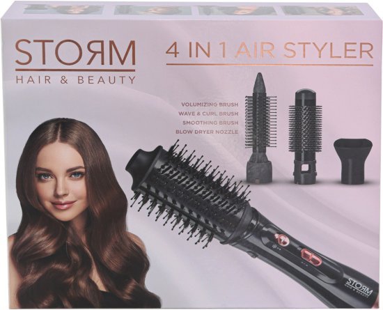 Storm - מברשת פן חשמלית 4 ב-1 ראשים מתחלפים - צבע שחור