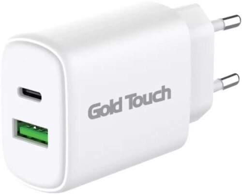 373976_b_1.jpg מטען קיר מהיר 20W עם 2 חיבורי Gold Touch USB - צבע לבן