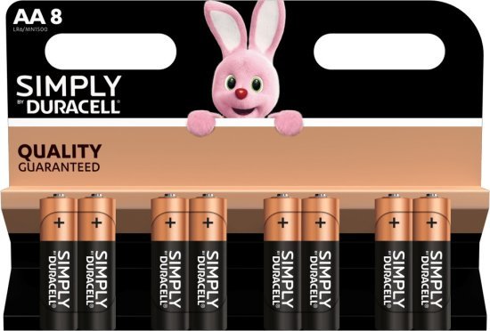 8 סוללות AA  אלקליין Duracell Simply
